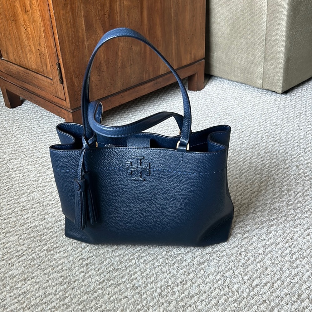 Tory Burch McGraw Triple Compartment Tote Navy
